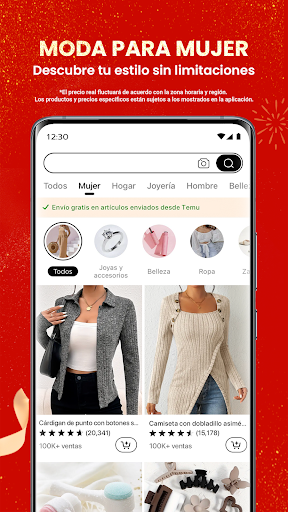 Captura de pantalla de Temu: compra como millonario