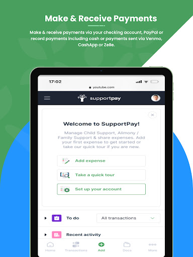 Captura de pantalla de SupportPay: Gestión de Gastos