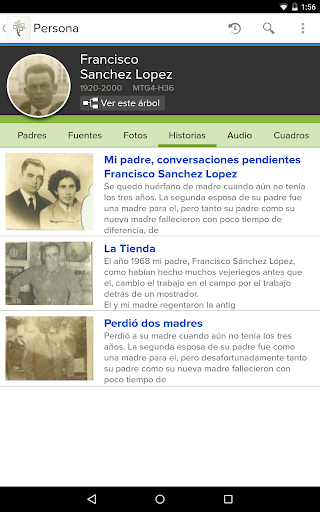 Captura de pantalla de FamilySearch - Árbol