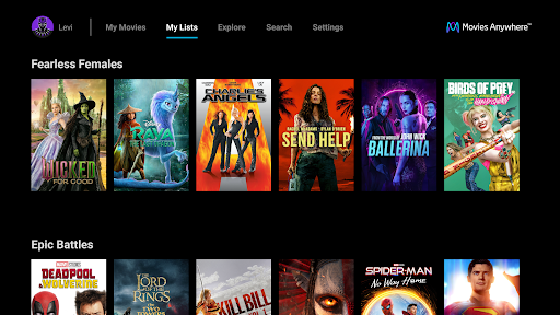 Captura de pantalla de Movies Anywhere