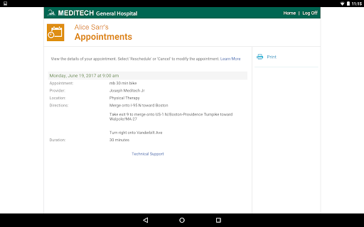 Captura de pantalla de MEDITECH MHealth