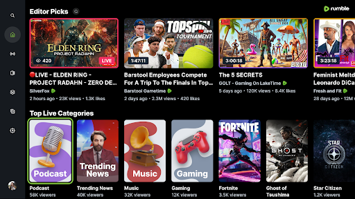 Captura de pantalla de Rumble: Stream & Watch Videos