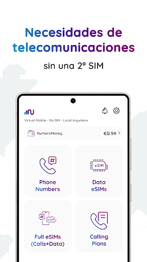 Captura de pantalla de Número eSIM: Números y datos