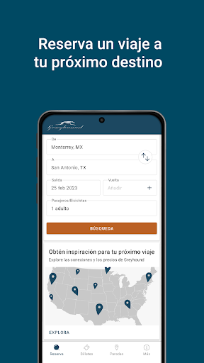 Captura de pantalla de Greyhound: boletos de autobús