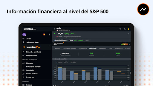 Captura de pantalla de Investing.com Bolsa de Valores