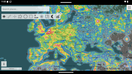 Light pollution map screenshot