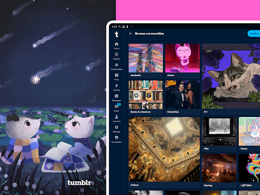 Captura de pantalla de Tumblr: fandom, arte y caos