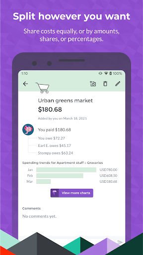 Captura de pantalla de Splitwise - Cuentas y gastos