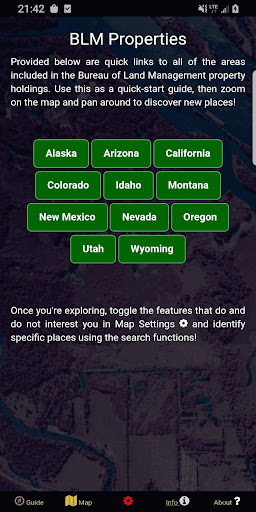Captura de pantalla de BLM Public Lands Map Guide USA