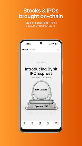 Captura de pantalla de Bybit: Compra Bitcoin y USDT