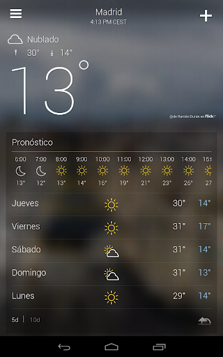 Captura de pantalla de Yahoo Tiempo
