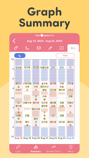 Captura de pantalla de PiyoLog: Seguimiento de Bebé