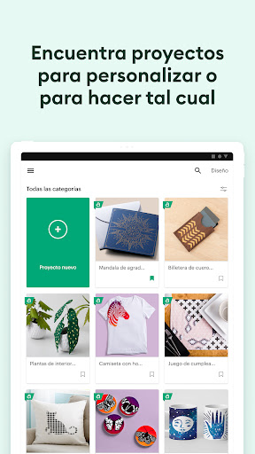 Captura de pantalla de Design Space: DIY con Cricut