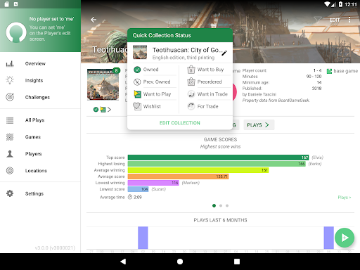 Captura de pantalla de Board Game Stats