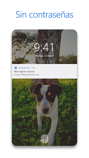 Captura de pantalla de Microsoft Authenticator