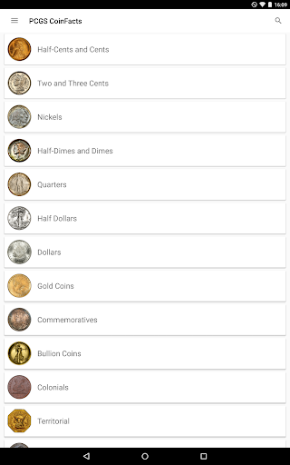 Captura de pantalla de PCGS CoinFacts - U.S. Coin Val