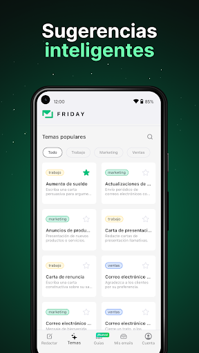 Captura de pantalla de Friday: Asistente de email IA