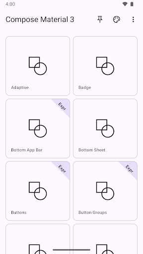 Captura de pantalla de Compose Material Catalog