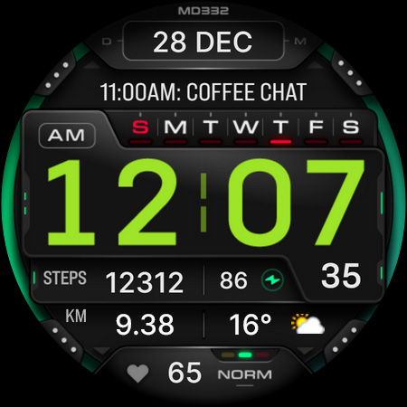 MD332 Digital watch face screenshot