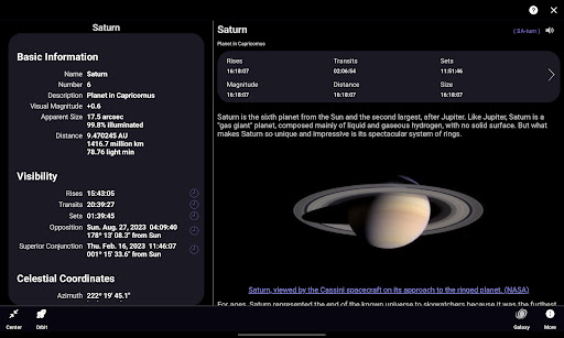 Captura de pantalla de SkySafari 7 Plus