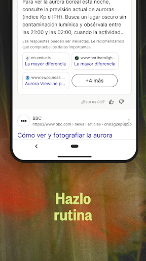 Captura de pantalla de Ecosia: Busca, planta árboles.
