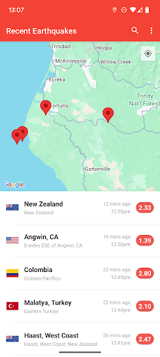 My Earthquake Alerts - Map screenshot