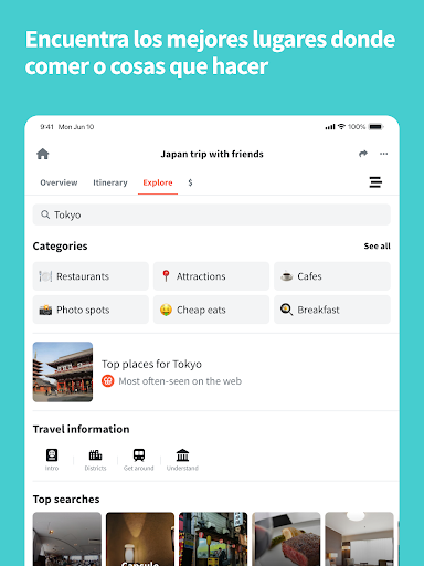 Captura de pantalla de Wanderlog: Plan Viaje y Guía
