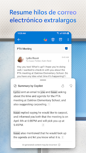 Captura de pantalla de Microsoft Outlook