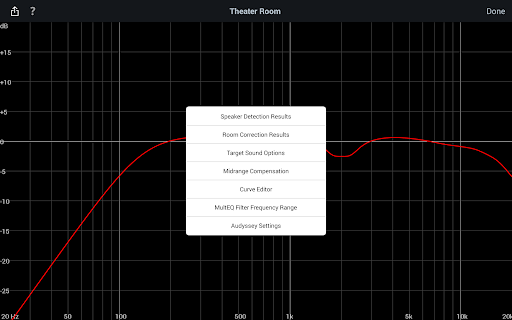 Captura de pantalla de Audyssey MultEQ Editor app