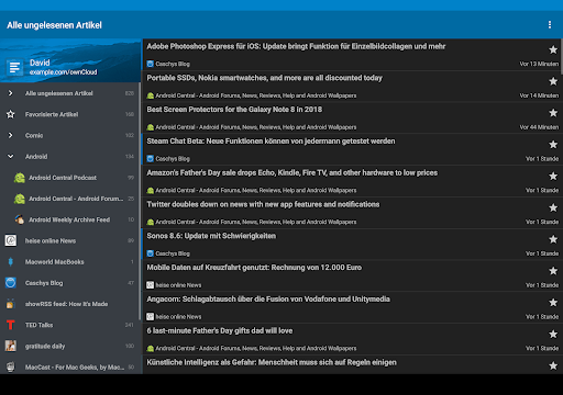 Captura de pantalla de Nextcloud News