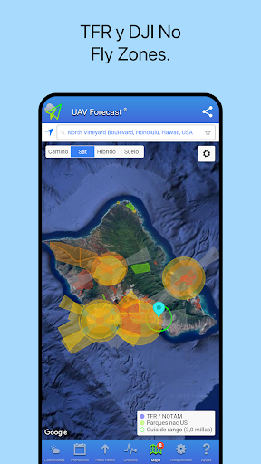 Captura de pantalla de UAV Forecast para drones