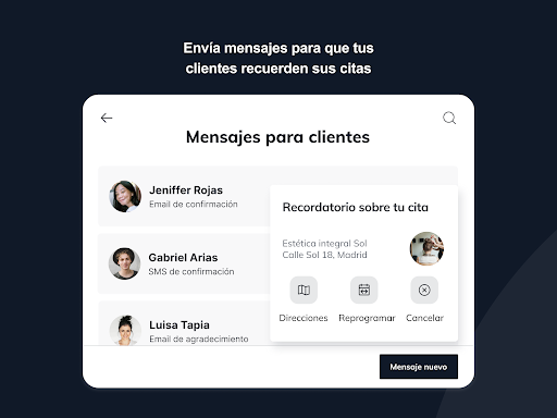 Captura de pantalla de Fresha para negocios