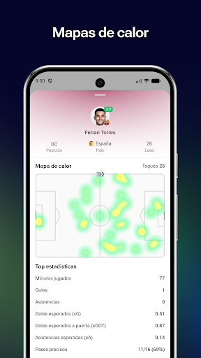 Captura de pantalla de FotMob - Resultados de fútbol