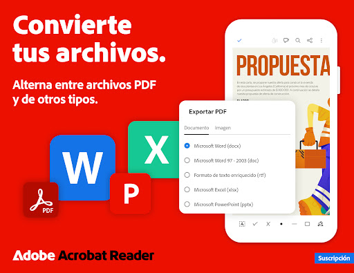 Captura de pantalla de Adobe Acrobat Reader para PDF