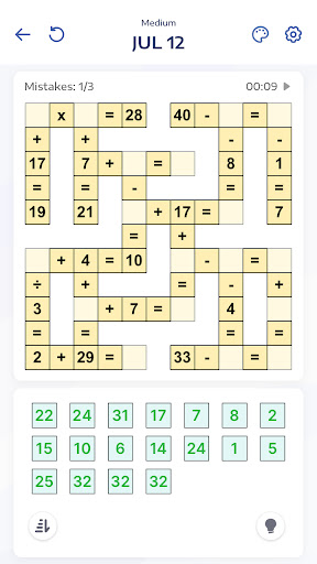 Mathematik-Puzzles - Crossmath Screenshot