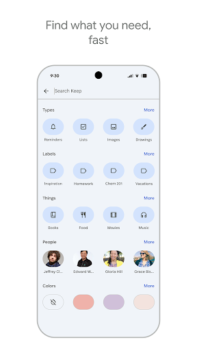 Captura de pantalla de Google Keep: notas y listas