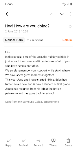 Captura de pantalla de Samsung Email