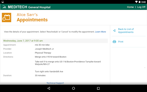 Captura de pantalla de MEDITECH MHealth