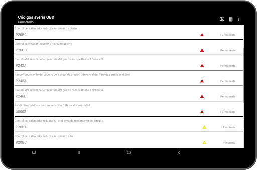 Captura de pantalla de Diagnóstico Tor OBD2