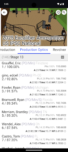 Captura de pantalla de PractiScore Competitor