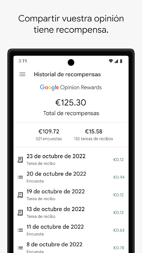 Captura de pantalla de Google Opinion Rewards