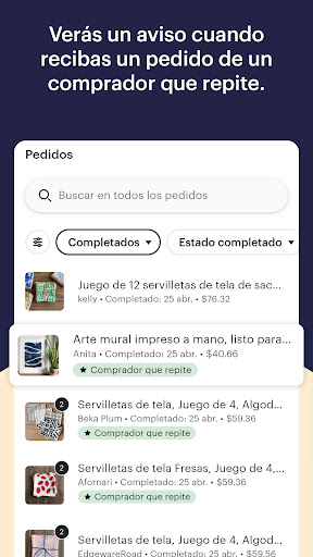 Captura de pantalla de Etsy Seller: tu tienda