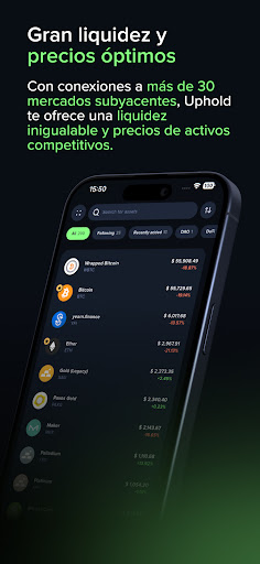 Captura de pantalla de Uphold: Compra BTC, ETH, XRP