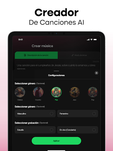 Captura de pantalla de MyTunes: Crear música con IA