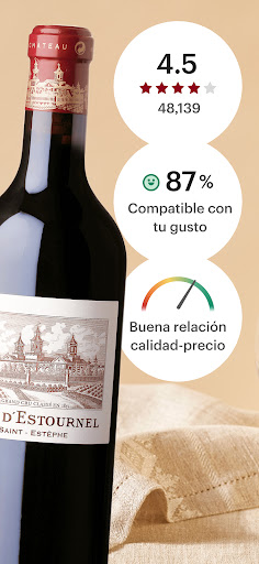 Captura de pantalla de Vivino:Compra el vino correcto