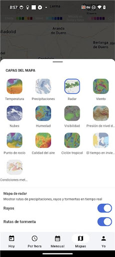 Captura de pantalla de MSN El Tiempo: Previsión, mapa