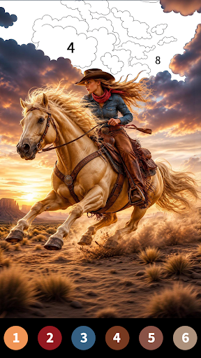 Captura de pantalla de Wild West Color by Number Book