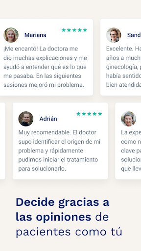 Captura de pantalla de Doctoralia: pide citas médicas
