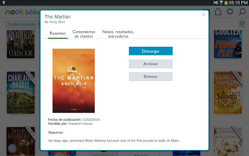 Captura de pantalla de NOOK