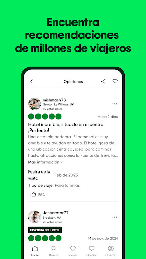 Captura de pantalla de Tripadvisor: planes y reservas